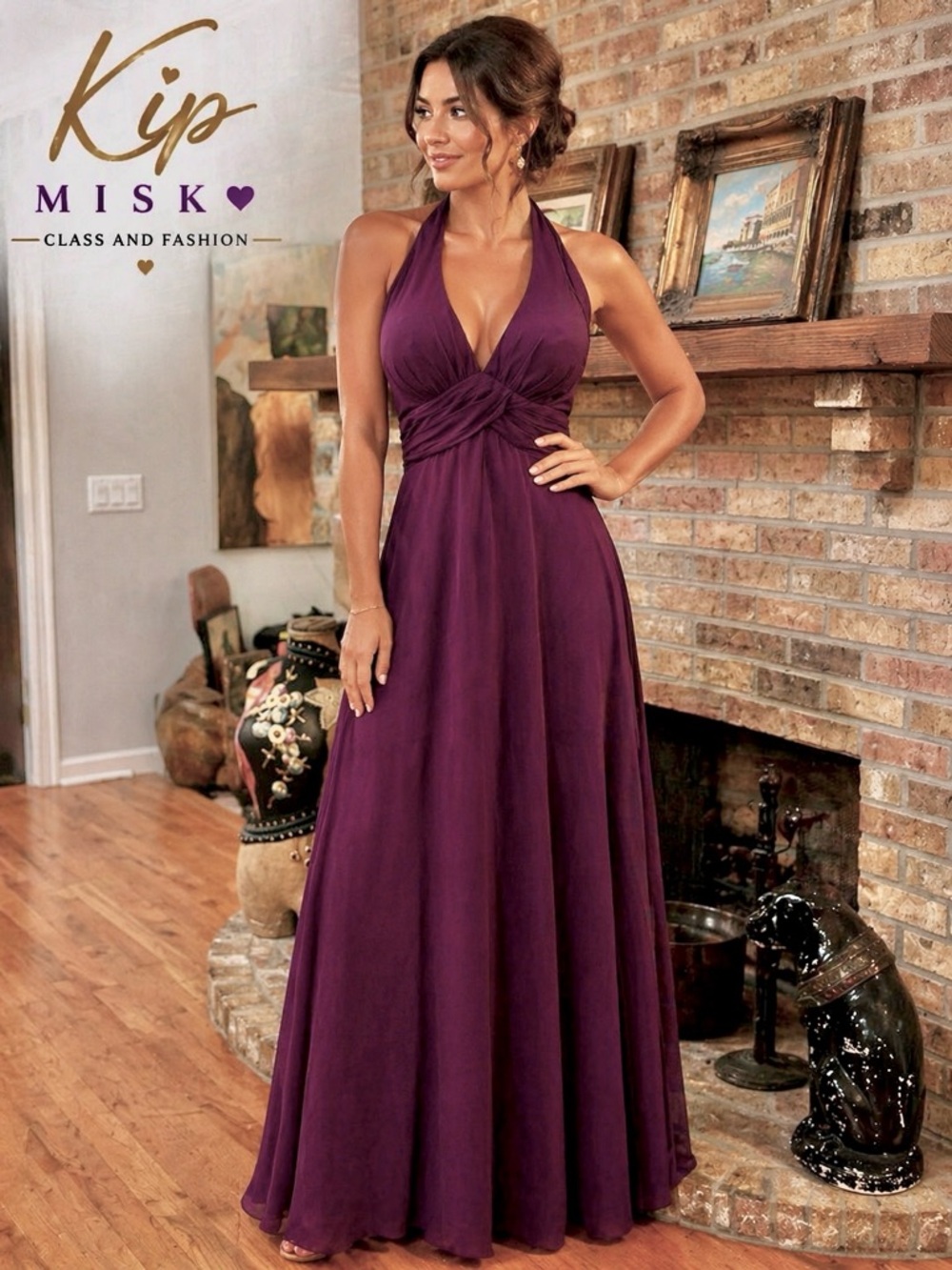 NWT Boutique Garnet Halter Dress Ruched Waist Formal Evening Bridal Guest Size S